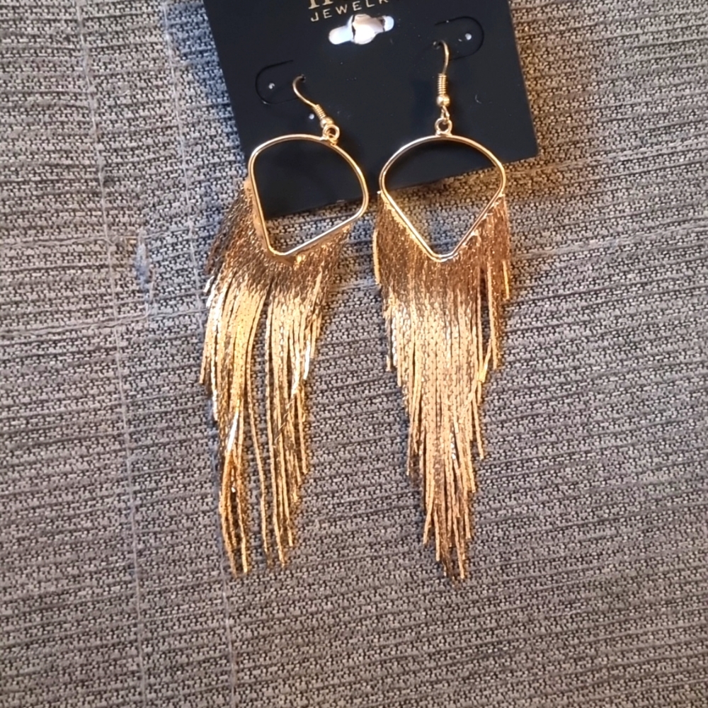 Gold Fringe Drop Earrings